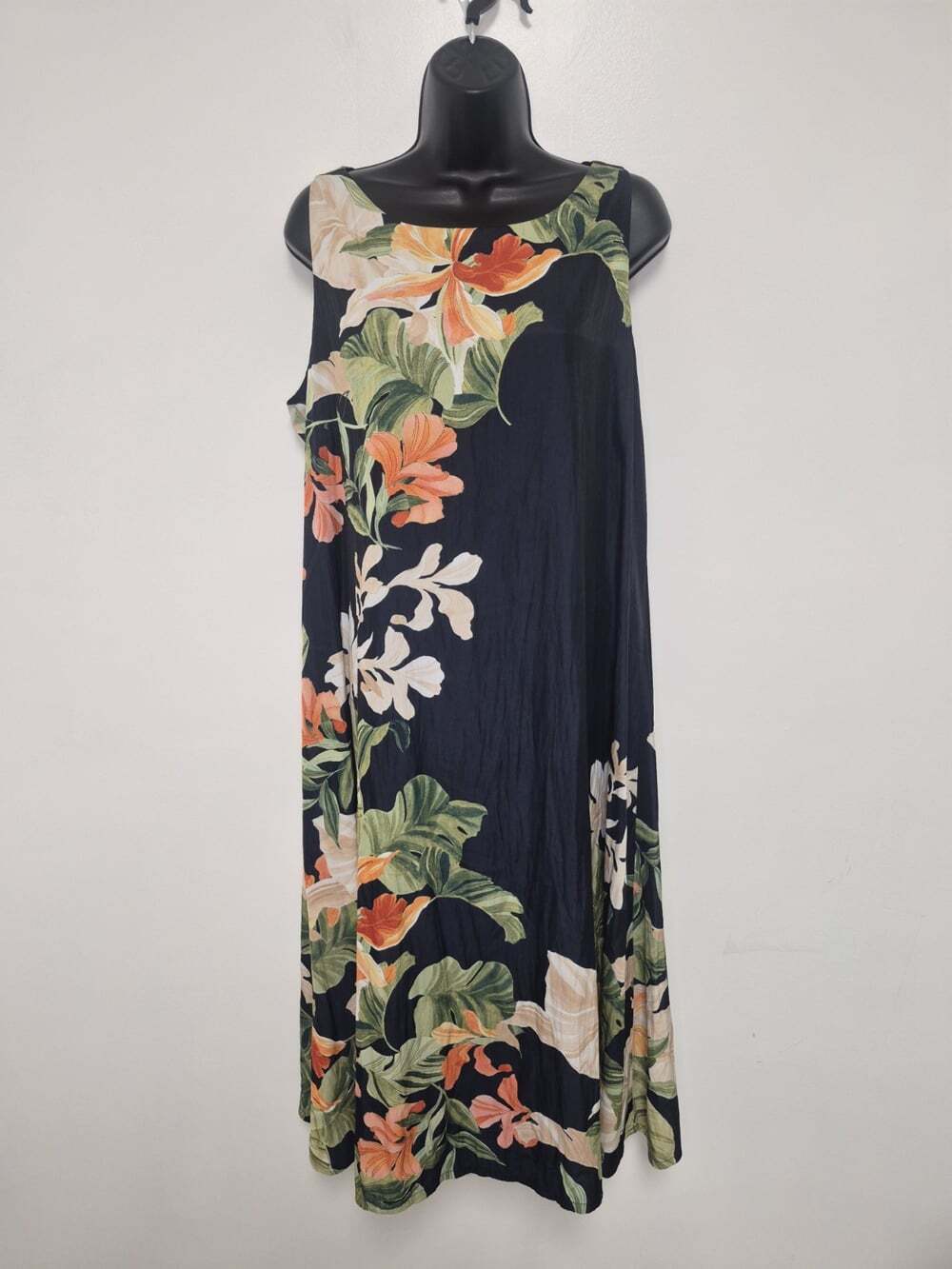 Chico’s Satin Egyptian Orchid Floral Resort Trapeze Midi Dress sz 14 805846